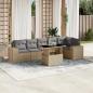 Preview: ARDEBO.de - 7-tlg. Garten-Sofagarnitur mit Kissen Beige Poly Rattan