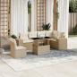 Preview: ARDEBO.de - 7-tlg. Garten-Sofagarnitur mit Kissen Beige Poly Rattan