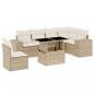 Preview: 7-tlg. Garten-Sofagarnitur mit Kissen Beige Poly Rattan