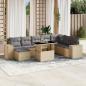 Preview: ARDEBO.de - 9-tlg. Garten-Sofagarnitur mit Kissen Beige Poly Rattan