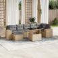 Preview: ARDEBO.de - 8-tlg. Garten-Sofagarnitur mit Kissen Beige Poly Rattan