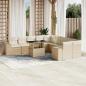 Preview: ARDEBO.de - 11-tlg. Garten-Sofagarnitur mit Kissen Beige Poly Rattan