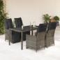 Preview: ARDEBO.de - 5-tlg. Garten-Bistro-Set mit Kissen Grau Poly Rattan