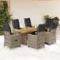 Preview: ARDEBO.de - 7-tlg. Garten-Bistro-Set mit Kissen Grau Poly Rattan