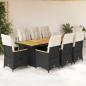 Preview: ARDEBO.de - 9-tlg. Garten-Bistro-Set mit Kissen Schwarz Poly Rattan