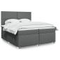 Preview: ARDEBO.de - Boxspringbett mit Matratze Dunkelgrau 200x200 cm Stoff