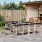 Preview: ARDEBO.de - 13-tlg. Garten-Essgruppe mit Kissen Hellgrau Poly Rattan