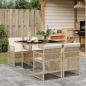 Preview: ARDEBO.de - 5-tlg. Garten-Essgruppe mit Kissen Beige Poly Rattan