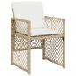 Preview: 7-tlg. Garten-Essgruppe mit Kissen Beige Poly Rattan