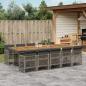 Preview: ARDEBO.de - 11-tlg. Garten-Essgruppe mit Kissen Grau Poly Rattan