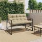 Preview: Gartenbank mit Kissen Taupe 113 cm Stahl