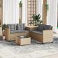 Preview: ARDEBO.de - Gartensofa in L-Form mit Tisch und Kissen Beige Poly Rattan