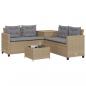 Preview: Gartensofa in L-Form mit Tisch und Kissen Beige Poly Rattan