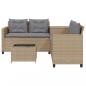 Preview: Gartensofa in L-Form mit Tisch und Kissen Beige Poly Rattan