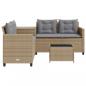 Preview: Gartensofa in L-Form mit Tisch und Kissen Beige Poly Rattan