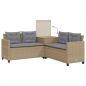 Preview: Gartensofa in L-Form mit Tisch und Kissen Beige Poly Rattan