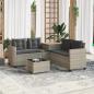 Preview: ARDEBO.de - Gartensofa in L-Form mit Tisch und Kissen Hellgrau Poly Rattan