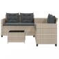 Preview: Gartensofa in L-Form mit Tisch und Kissen Hellgrau Poly Rattan