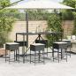 Preview: 7-tlg. Gartenbar-Set mit Kissen Schwarz Poly Rattan