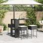 Preview: 5-tlg. Gartenbar-Set mit Kissen Schwarz Poly Rattan