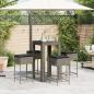 Preview: 5-tlg. Gartenbar-Set mit Kissen Grau Poly Rattan