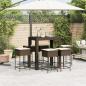 Preview: 7-tlg. Gartenbar-Set mit Kissen Braun Poly Rattan