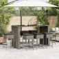 Preview: 9-tlg. Gartenbar-Set mit Kissen Grau Poly Rattan