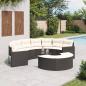 Preview: ARDEBO.de - 3-tlg. Garten-Sofagarnitur Halbrund Schwarz Poly-Rattan