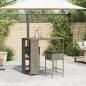 Preview: 3-tlg. Gartenbar-Set mit Kissen Grau Poly Rattan