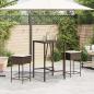 Preview: 3-tlg. Gartenbar-Set mit Kissen Braun Poly Rattan