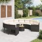 Preview: ARDEBO.de - Gartensofa mit Tisch und Kissen Rund Schwarz Poly-Rattan