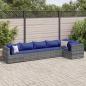 Preview: ARDEBO.de - 6-tlg. Garten-Lounge-Set mit Kissen Grau Poly Rattan