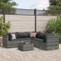 Preview: ARDEBO.de - 6-tlg. Garten-Lounge-Set mit Kissen Grau Poly Rattan