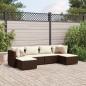 Preview: ARDEBO.de - 6-tlg. Garten-Lounge-Set mit Kissen Braun Poly Rattan