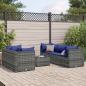 Preview: ARDEBO.de - 6-tlg. Garten-Lounge-Set mit Kissen Grau Poly Rattan