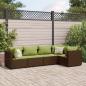 Preview: ARDEBO.de - 5-tlg. Garten-Lounge-Set mit Kissen Braun Poly Rattan