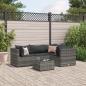 Preview: ARDEBO.de - 5-tlg. Garten-Lounge-Set mit Kissen Grau Poly Rattan