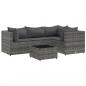 Preview: 5-tlg. Garten-Lounge-Set mit Kissen Grau Poly Rattan