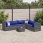 Preview: ARDEBO.de - 7-tlg. Garten-Lounge-Set mit Kissen Grau Poly Rattan