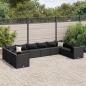 Preview: ARDEBO.de - 10-tlg. Garten-Lounge-Set mit Kissen Schwarz Poly Rattan