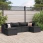 Preview: ARDEBO.de - 6-tlg. Garten-Lounge-Set mit Kissen Schwarz Poly Rattan