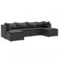 Preview: 6-tlg. Garten-Lounge-Set mit Kissen Schwarz Poly Rattan