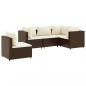 Preview: 5-tlg. Garten-Lounge-Set mit Kissen Braun Poly Rattan