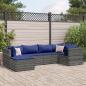 Preview: ARDEBO.de - 6-tlg. Garten-Lounge-Set mit Kissen Grau Poly Rattan