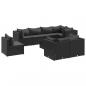 Preview: 9-tlg. Garten-Lounge-Set mit Kissen Schwarz Poly Rattan