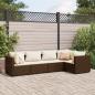 Preview: ARDEBO.de - 5-tlg. Garten-Lounge-Set mit Kissen Braun Poly Rattan