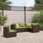 Preview: ARDEBO.de - 5-tlg. Garten-Lounge-Set mit Kissen Braun Poly Rattan