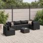 Preview: ARDEBO.de - 7-tlg. Garten-Lounge-Set mit Kissen Schwarz Poly Rattan