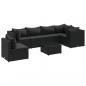 Preview: 7-tlg. Garten-Lounge-Set mit Kissen Schwarz Poly Rattan