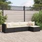 Preview: ARDEBO.de - 5-tlg. Garten-Lounge-Set mit Kissen Schwarz Poly Rattan